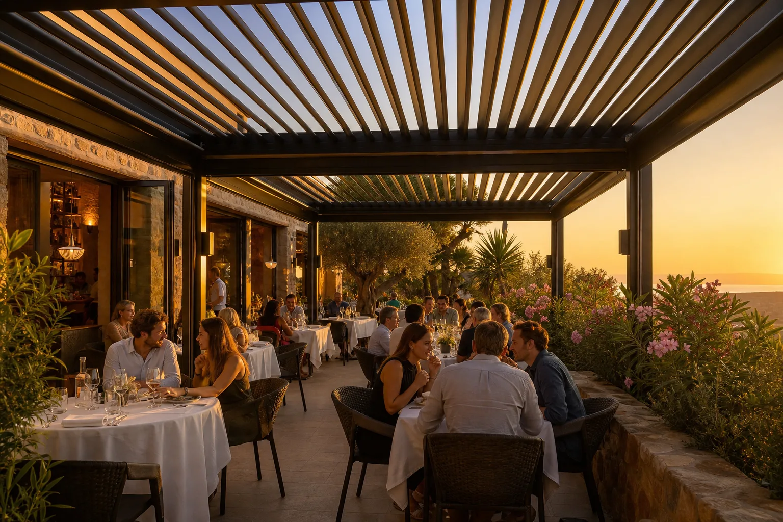 Comment une pergola bioclimatique augmente la capacité d'accueil d'un établissement ?