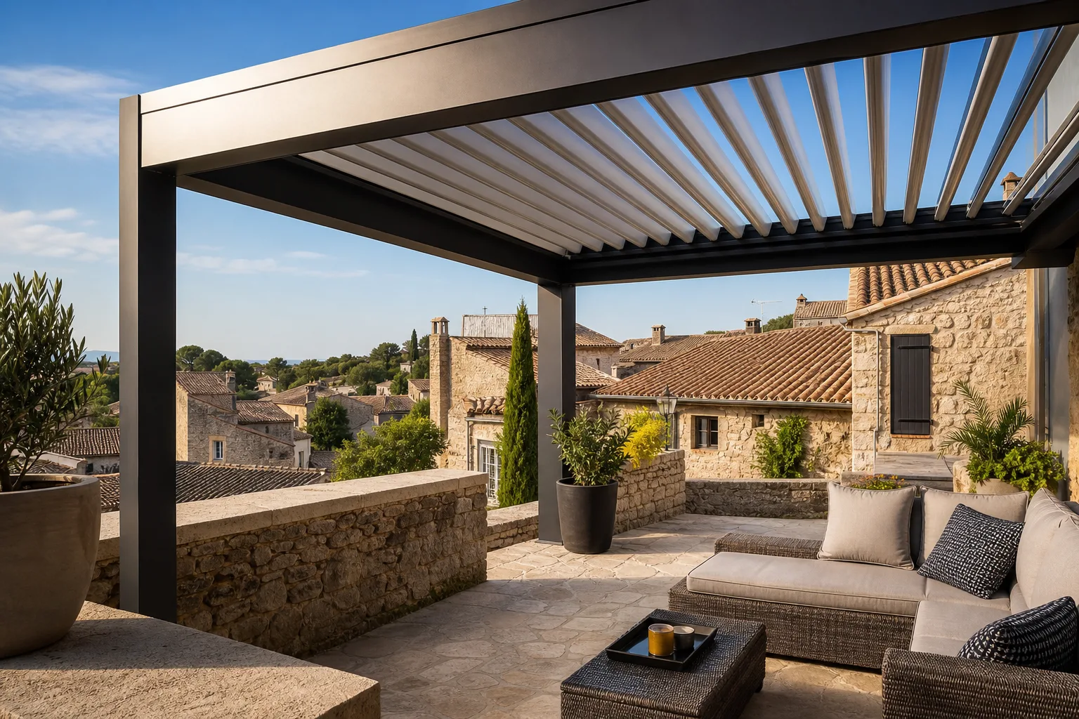 Pergola bioclimatique Congénies — installation sur mesure dans le Gard (30)