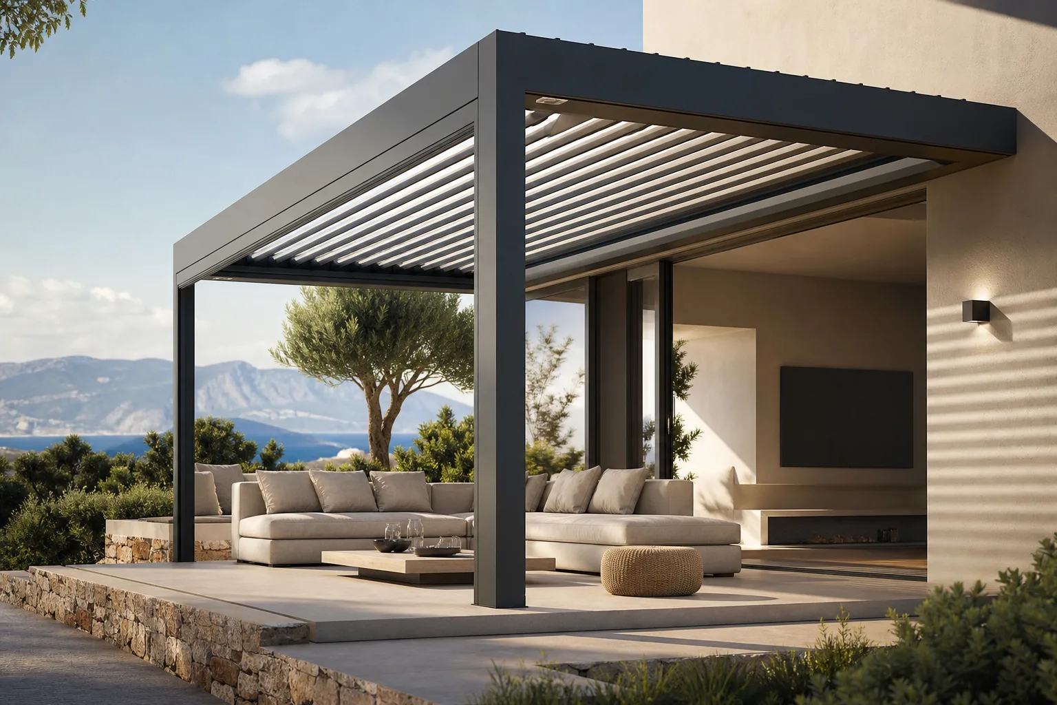 Pergola bioclimatique La Grand-Combe — installation sur mesure dans le Gard (30)