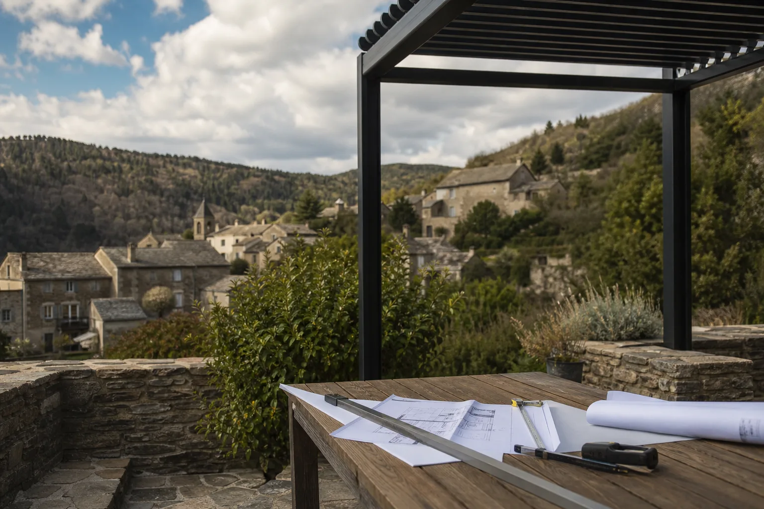Pergola bioclimatique Les Plantiers — installation sur mesure dans le Gard (30)