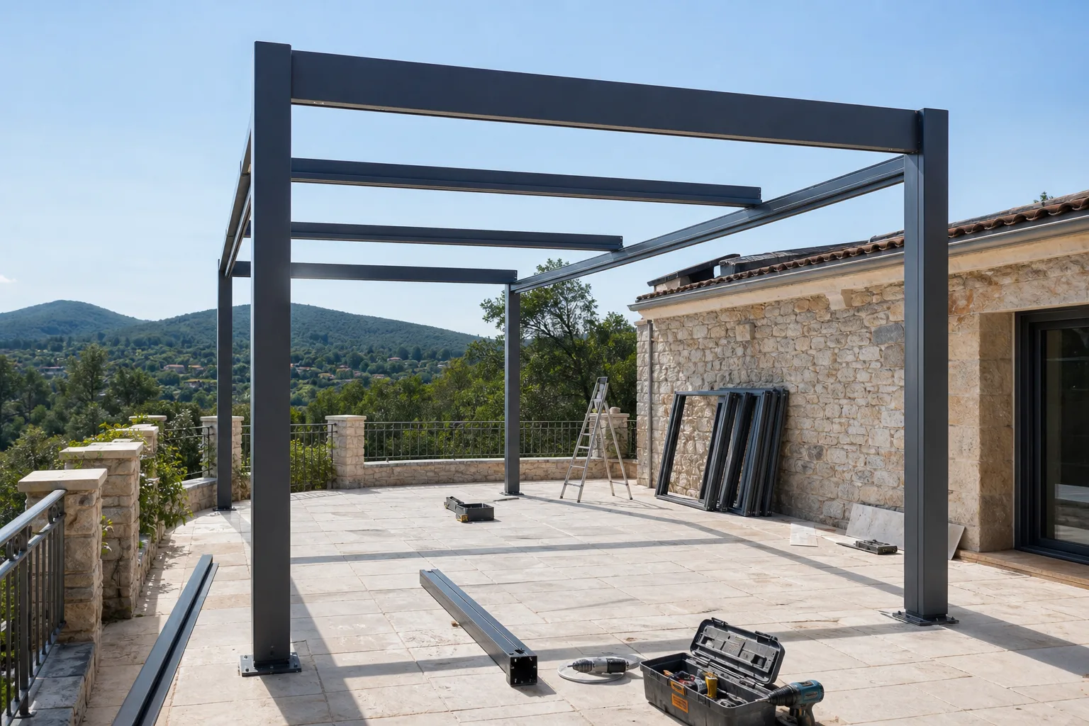 Pergola bioclimatique Anduze — installation sur mesure dans le Gard (30)