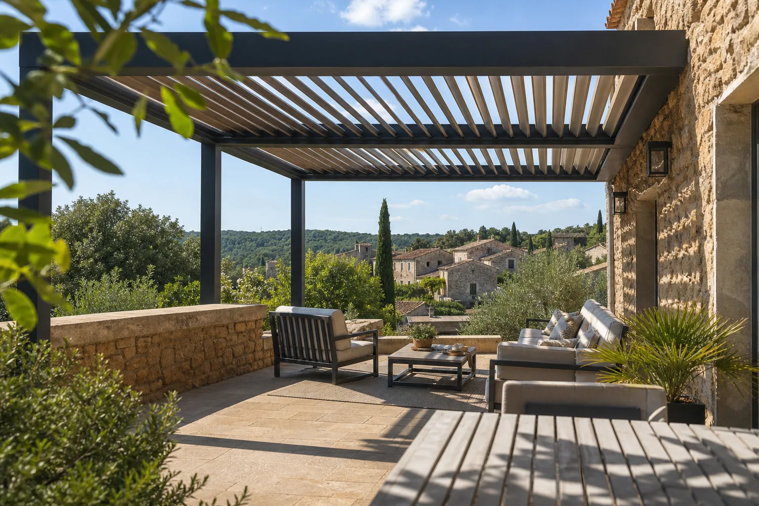 Pergola bioclimatique Bagnols-sur-Cèze — installation sur mesure dans le Gard (30)