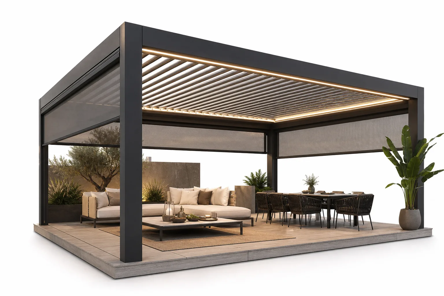 Pergola bioclimatique Navacelles — installation sur mesure dans le Gard (30)