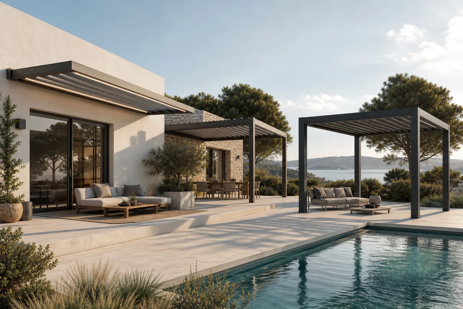 Pergola bioclimatique Rousson — installation sur mesure dans le Gard (30)
