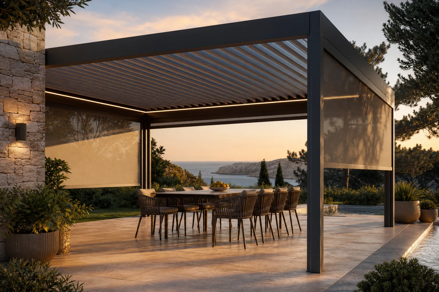 Pergola bioclimatique Saint-Privat-des-Vieux — installation sur mesure dans le Gard (30)